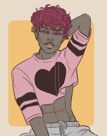 Example of a half-body lined commission with base colors added ~ $80