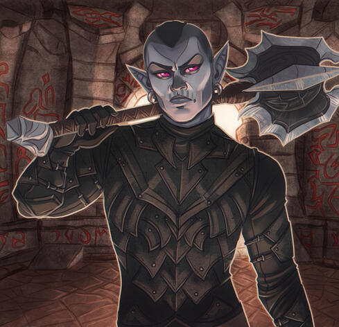 Example of fully rendered half-body commission with complex background ~ $190